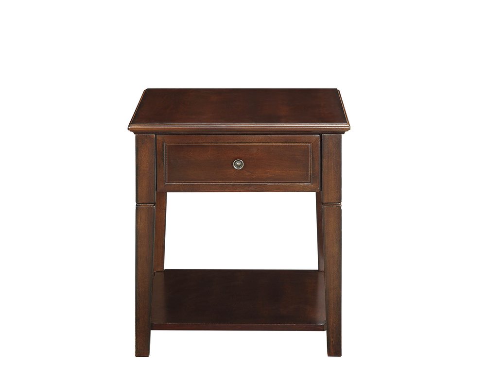 24" Walnut Manufactured Wood Rectangular End Table With Drawer And Shelf HomeRoots