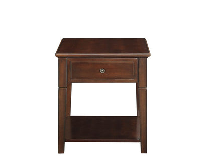 24" Walnut Manufactured Wood Rectangular End Table With Drawer And Shelf HomeRoots