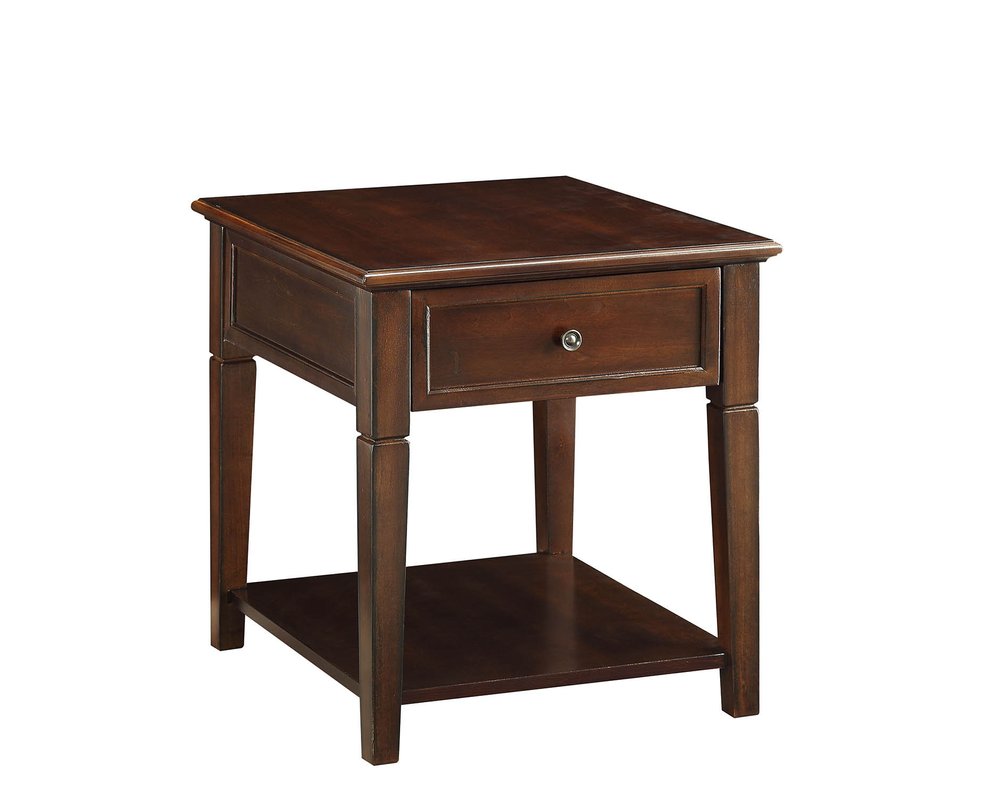 24" Walnut Manufactured Wood Rectangular End Table With Drawer And Shelf HomeRoots