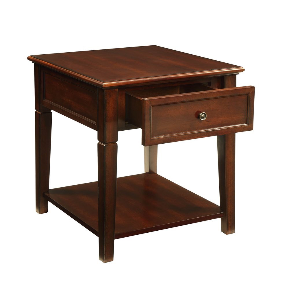 24" Walnut Manufactured Wood Rectangular End Table With Drawer And Shelf HomeRoots