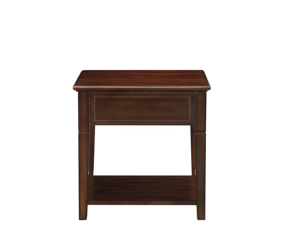 24" Walnut Manufactured Wood Rectangular End Table With Drawer And Shelf HomeRoots
