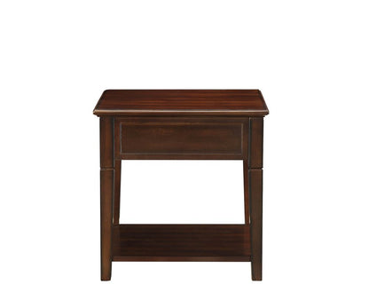 24" Walnut Manufactured Wood Rectangular End Table With Drawer And Shelf HomeRoots