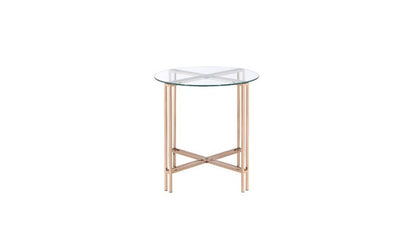 24" Champagne And Clear Glass And Metal Round End Table HomeRoots