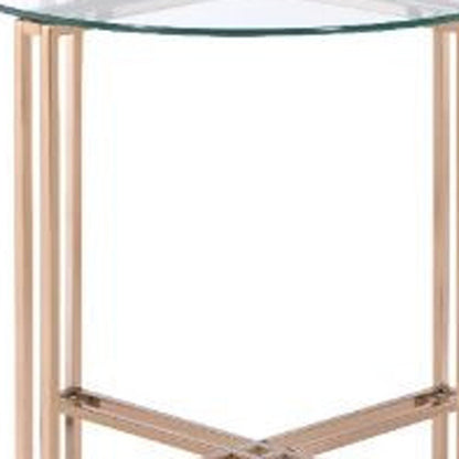 24" Champagne And Clear Glass And Metal Round End Table HomeRoots