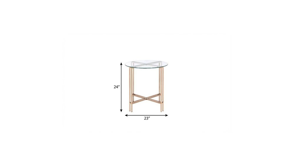 24" Champagne And Clear Glass And Metal Round End Table HomeRoots
