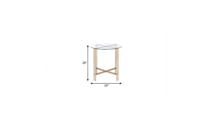 24" Champagne And Clear Glass And Metal Round End Table HomeRoots