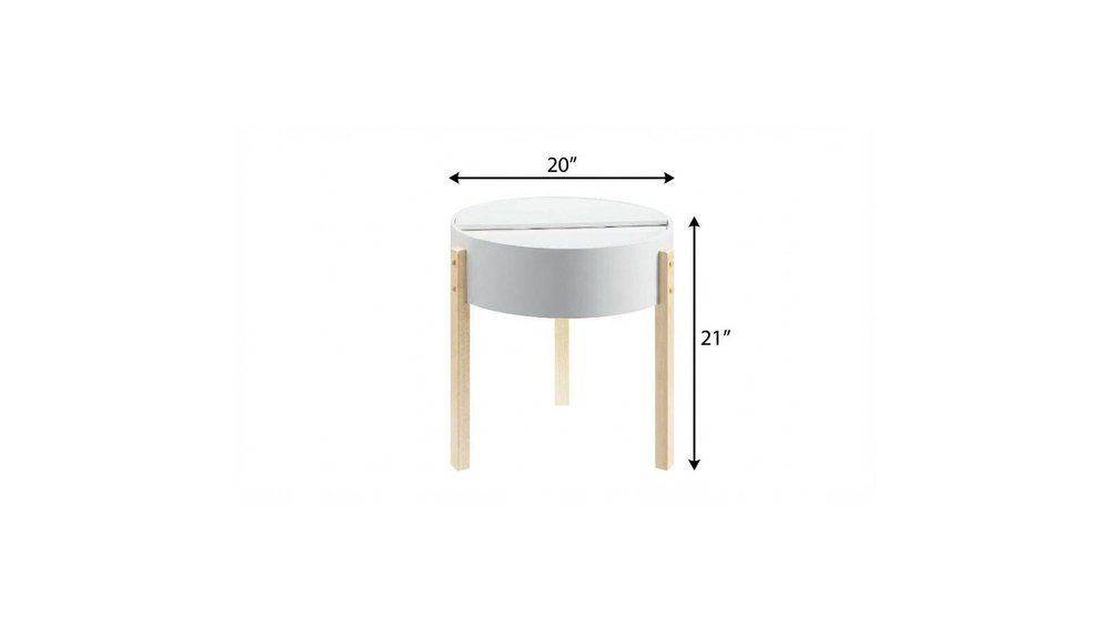 21" Natural Brown And White Manufactured Wood And Solid Wood Round End Table HomeRoots