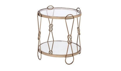 23" Gold Mirrored And Metal Round End Table With Shelf HomeRoots