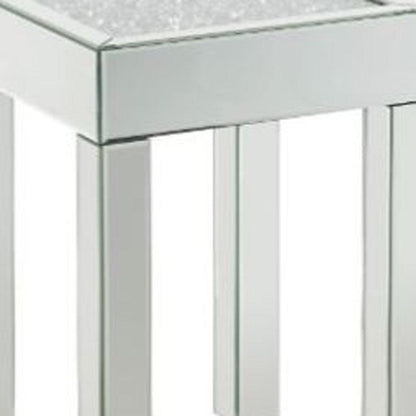 24" Silver And Clear Glass Square Mirrored End Table - FurniFindUSA