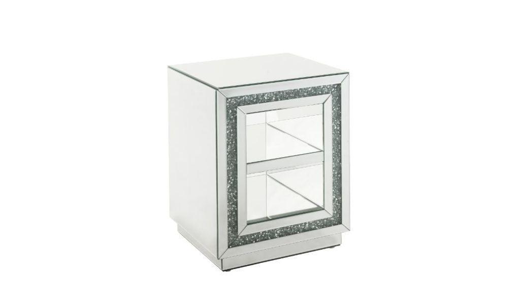 24" Silver Glass Rectangular Mirrored End Table With Two Shelves - FurniFindUSA