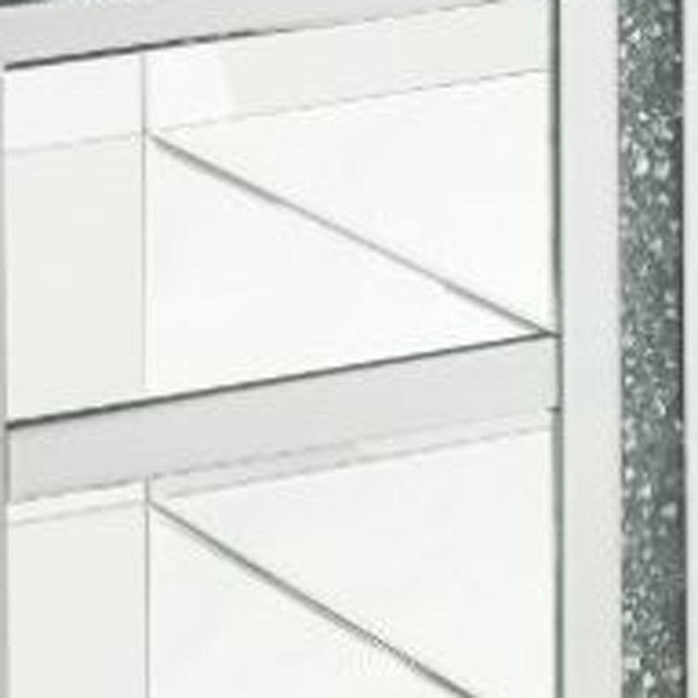 24" Silver Glass Rectangular Mirrored End Table With Two Shelves - FurniFindUSA