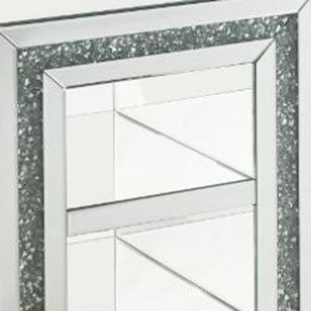 24" Silver Glass Rectangular Mirrored End Table With Two Shelves - FurniFindUSA