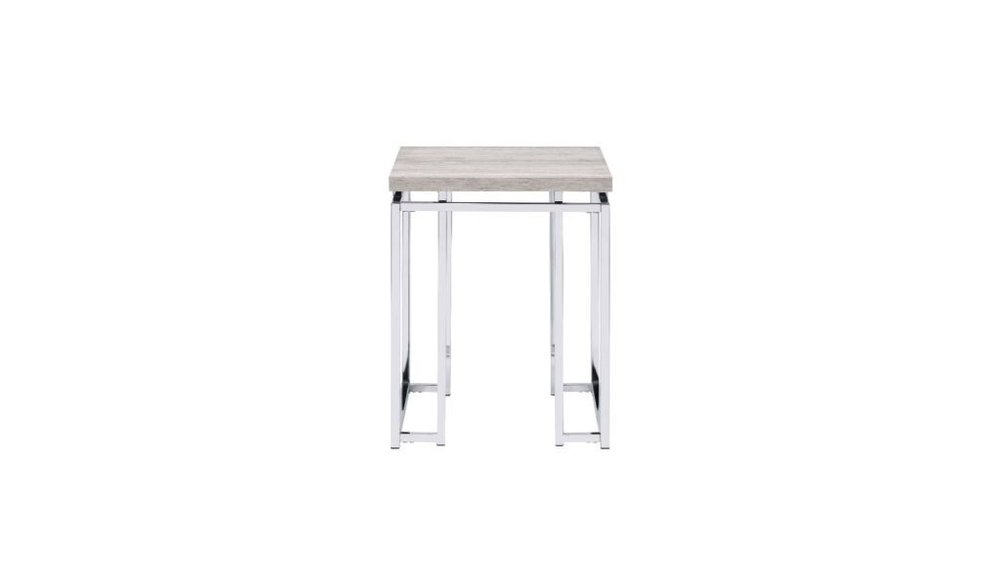 24" Chrome And Natural Oak Manufactured Wood And Metal Square End Table HomeRoots