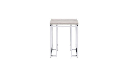 24" Chrome And Natural Oak Manufactured Wood And Metal Square End Table HomeRoots