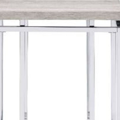 24" Chrome And Natural Oak Manufactured Wood And Metal Square End Table HomeRoots