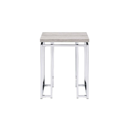 24" Chrome And Natural Oak Manufactured Wood And Metal Square End Table HomeRoots