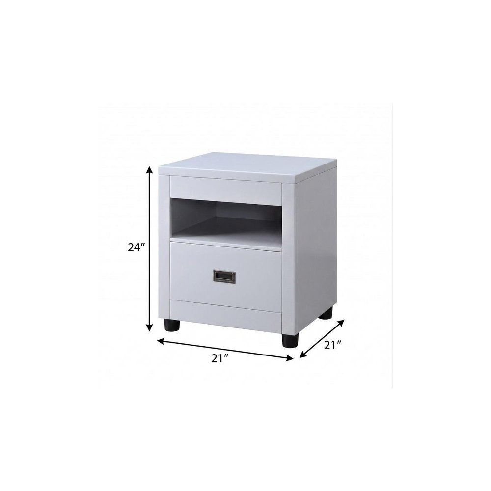 24" Dove Gray Square End Table With Drawer And Shelf HomeRoots