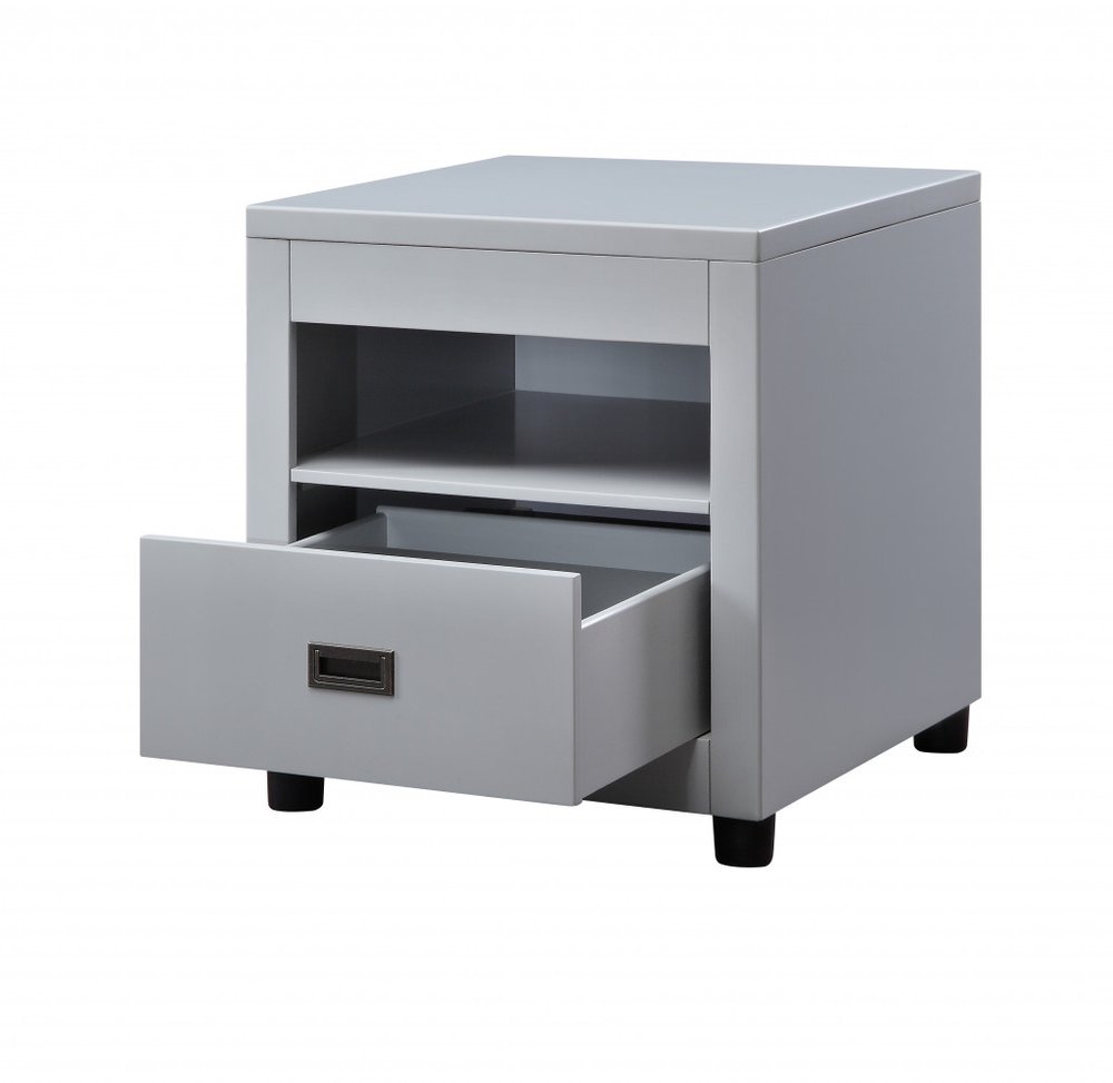 24" Dove Gray Square End Table With Drawer And Shelf HomeRoots