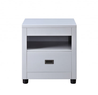 24" Dove Gray Square End Table With Drawer And Shelf HomeRoots