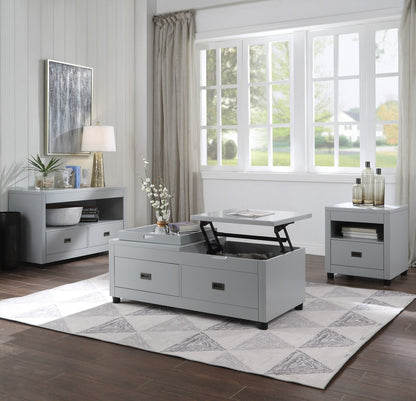 24" Dove Gray Square End Table With Drawer And Shelf HomeRoots