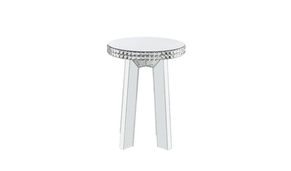 24" Silver Glass Round Mirrored End Table