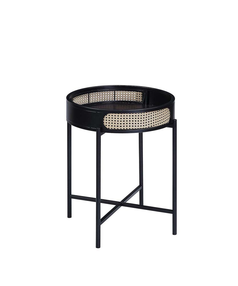 24" Black Melamine Veneer And Manufactured Wood Round End Table HomeRoots
