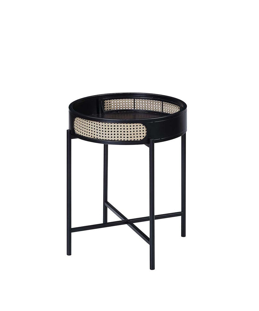 24" Black Melamine Veneer And Manufactured Wood Round End Table HomeRoots