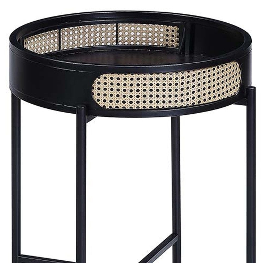 24" Black Melamine Veneer And Manufactured Wood Round End Table HomeRoots
