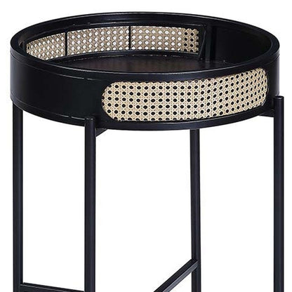 24" Black Melamine Veneer And Manufactured Wood Round End Table HomeRoots