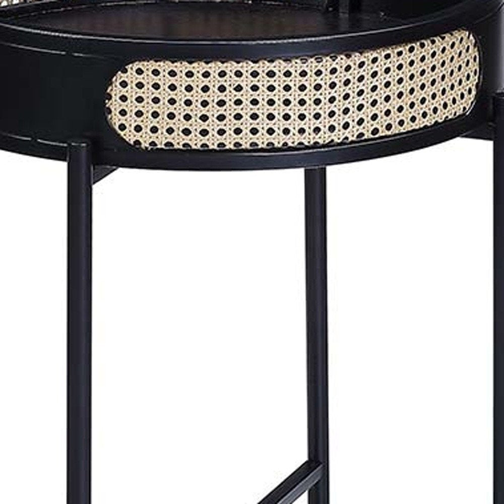 24" Black Melamine Veneer And Manufactured Wood Round End Table HomeRoots