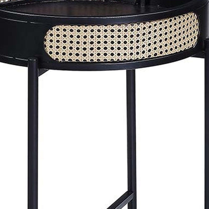 24" Black Melamine Veneer And Manufactured Wood Round End Table HomeRoots