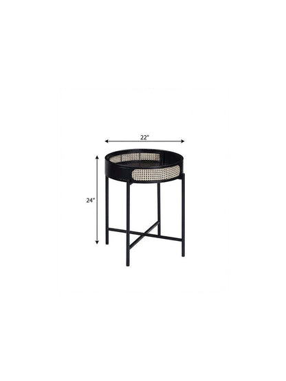 24" Black Melamine Veneer And Manufactured Wood Round End Table HomeRoots