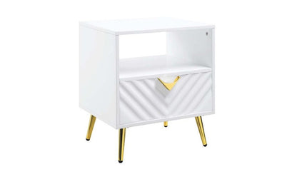 22" White Manufactured Wood And Metal Rectangular End Table With Drawer And Shelf HomeRoots