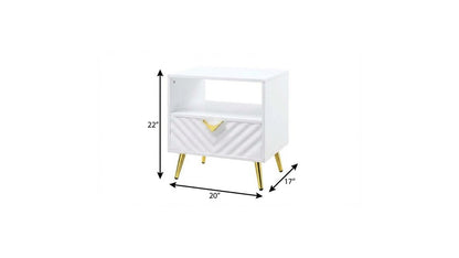 22" White Manufactured Wood And Metal Rectangular End Table With Drawer And Shelf HomeRoots