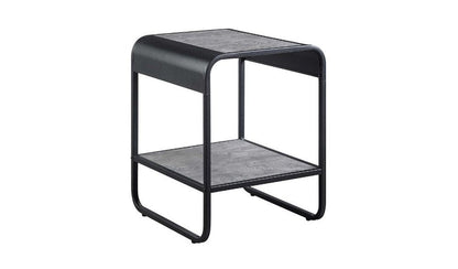 21" Black And Concrete Gray Manufactured Wood And Metal Rectangular End Table With Shelf HomeRoots