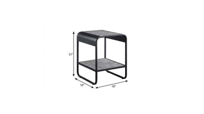 21" Black And Concrete Gray Manufactured Wood And Metal Rectangular End Table With Shelf HomeRoots