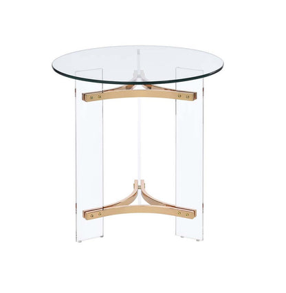 24" Gold And Clear Glass And Metal Round End Table HomeRoots