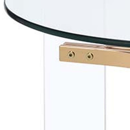 24" Gold And Clear Glass And Metal Round End Table HomeRoots