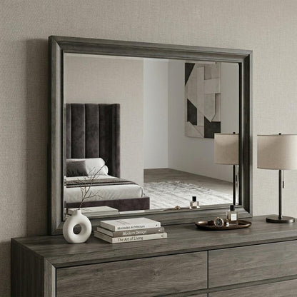 36" Gray Wood Framed Mounted Dresser Mirror HomeRoots