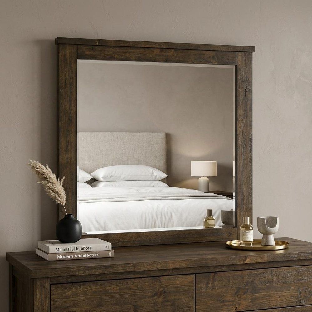 40" Square Wood Framed Mounted Dresser Mirror HomeRoots