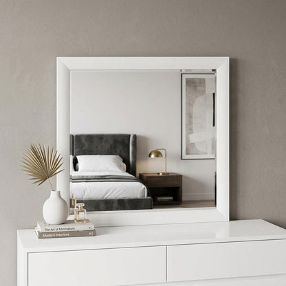 35" White Square Wood Framed Mounted Dresser Mirror HomeRoots