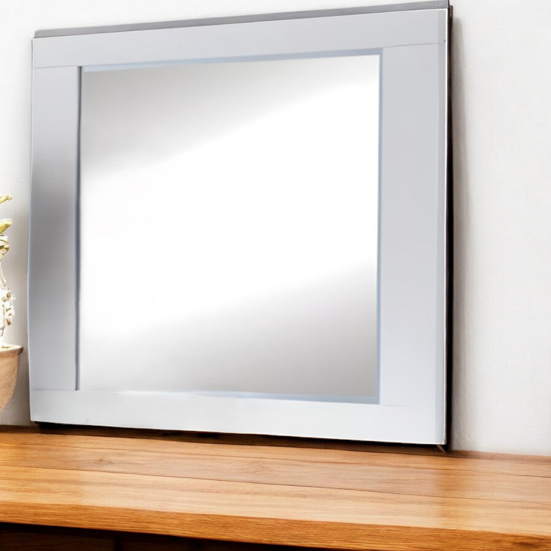 37" White Wood Framed Mounted Dresser Mirror