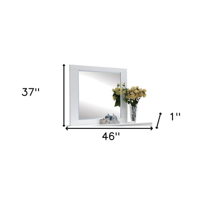 37" White Wood Framed Mounted Dresser Mirror