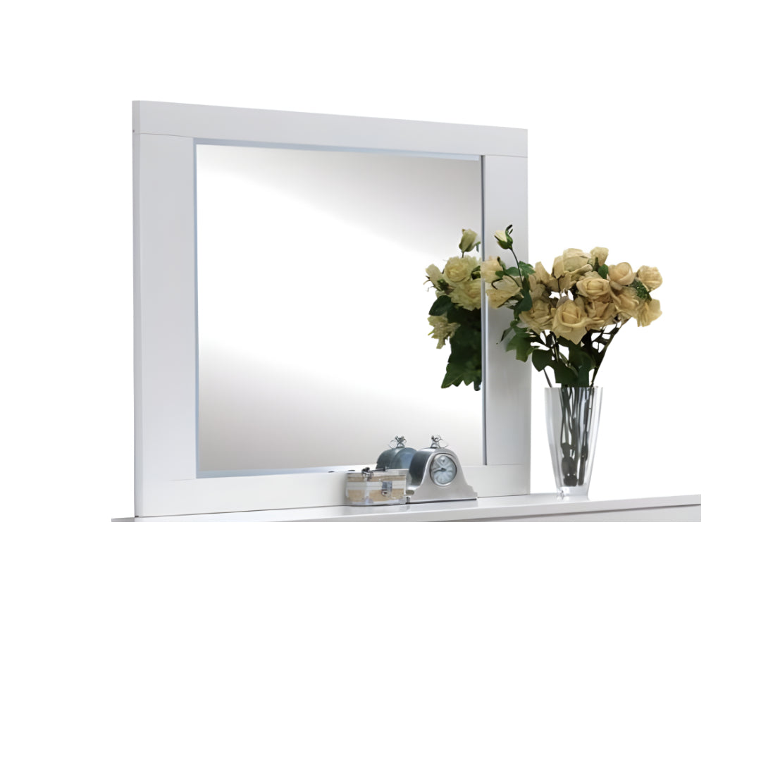 37" White Wood Framed Mounted Dresser Mirror