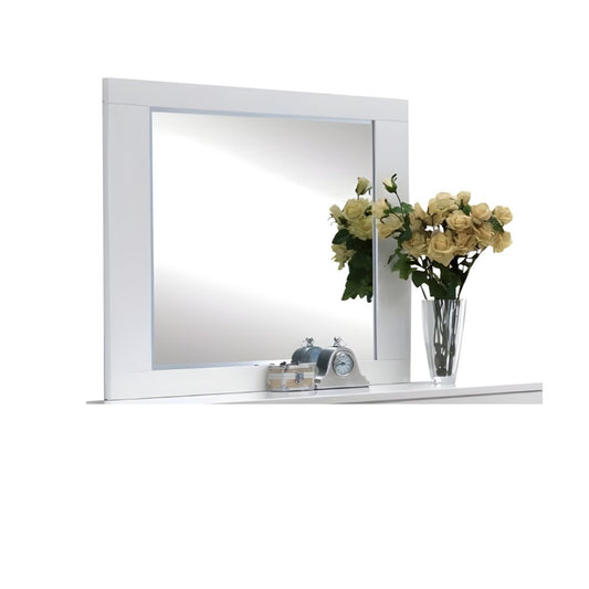 37" White Wood Framed Mounted Dresser Mirror HomeRoots