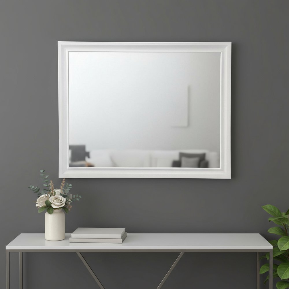 36" White Wood Framed Mounted Dresser Mirror HomeRoots