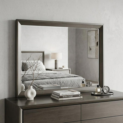 32" Gray Wood Framed Mounted Dresser Mirror HomeRoots