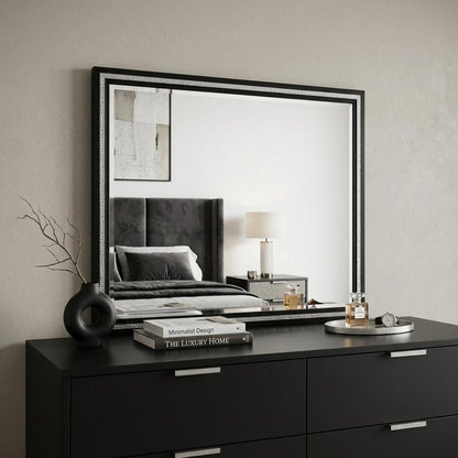 35" Black Wood Framed Mounted Dresser Mirror HomeRoots