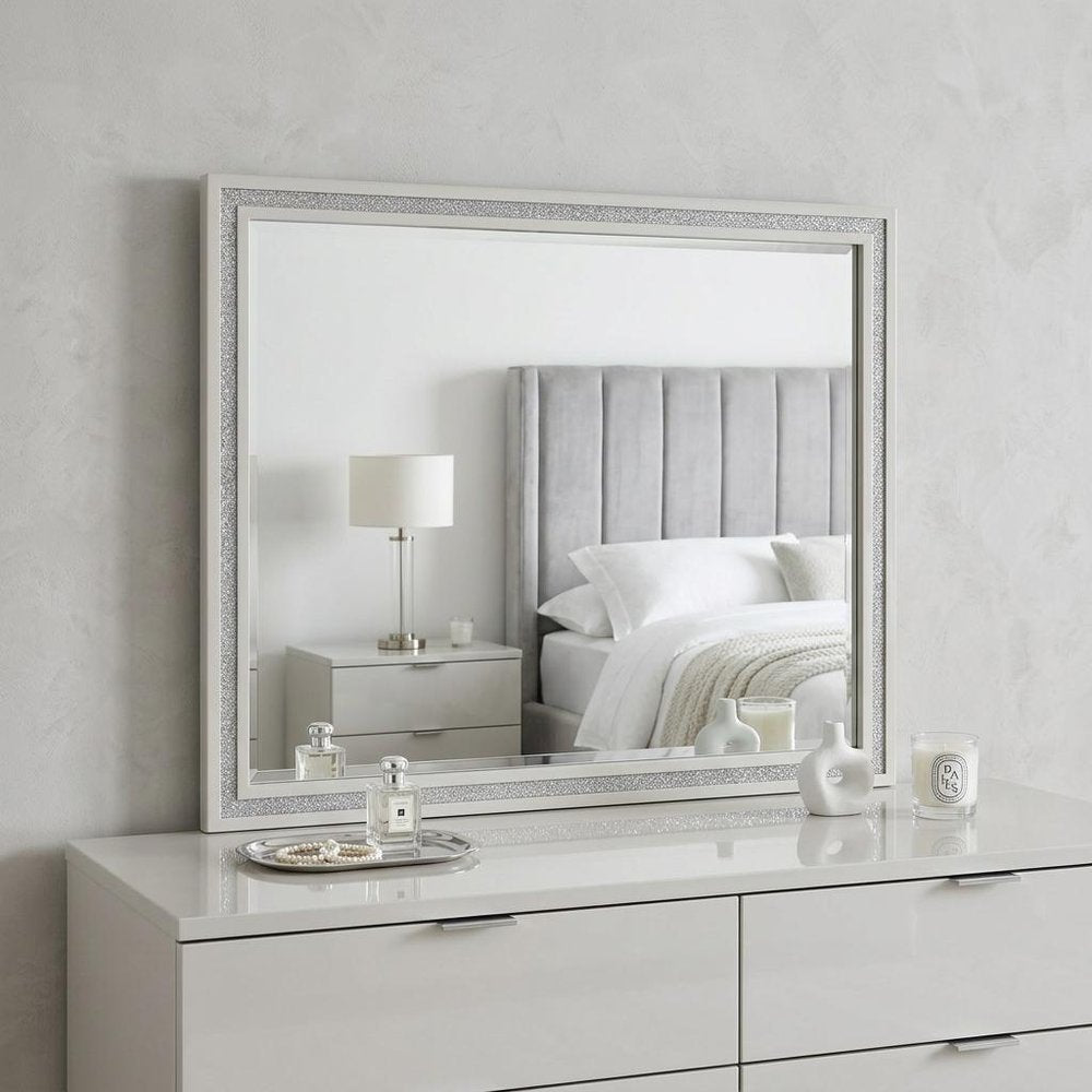 35" White Wood Framed Mounted Dresser Mirror HomeRoots