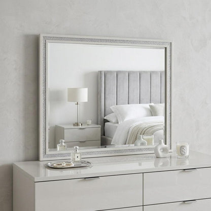 35" White Wood Framed Mounted Dresser Mirror HomeRoots